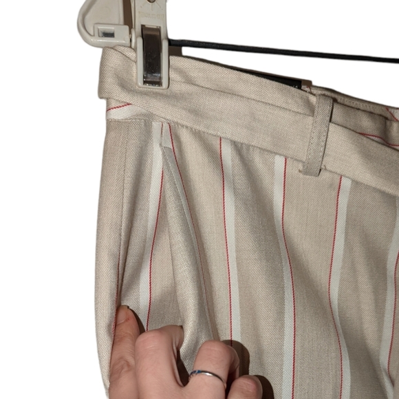 NWT DKNY Essex Ankle Pin Striped Belted High Rise Linen Stretch Business Pants - Picture 5 of 16